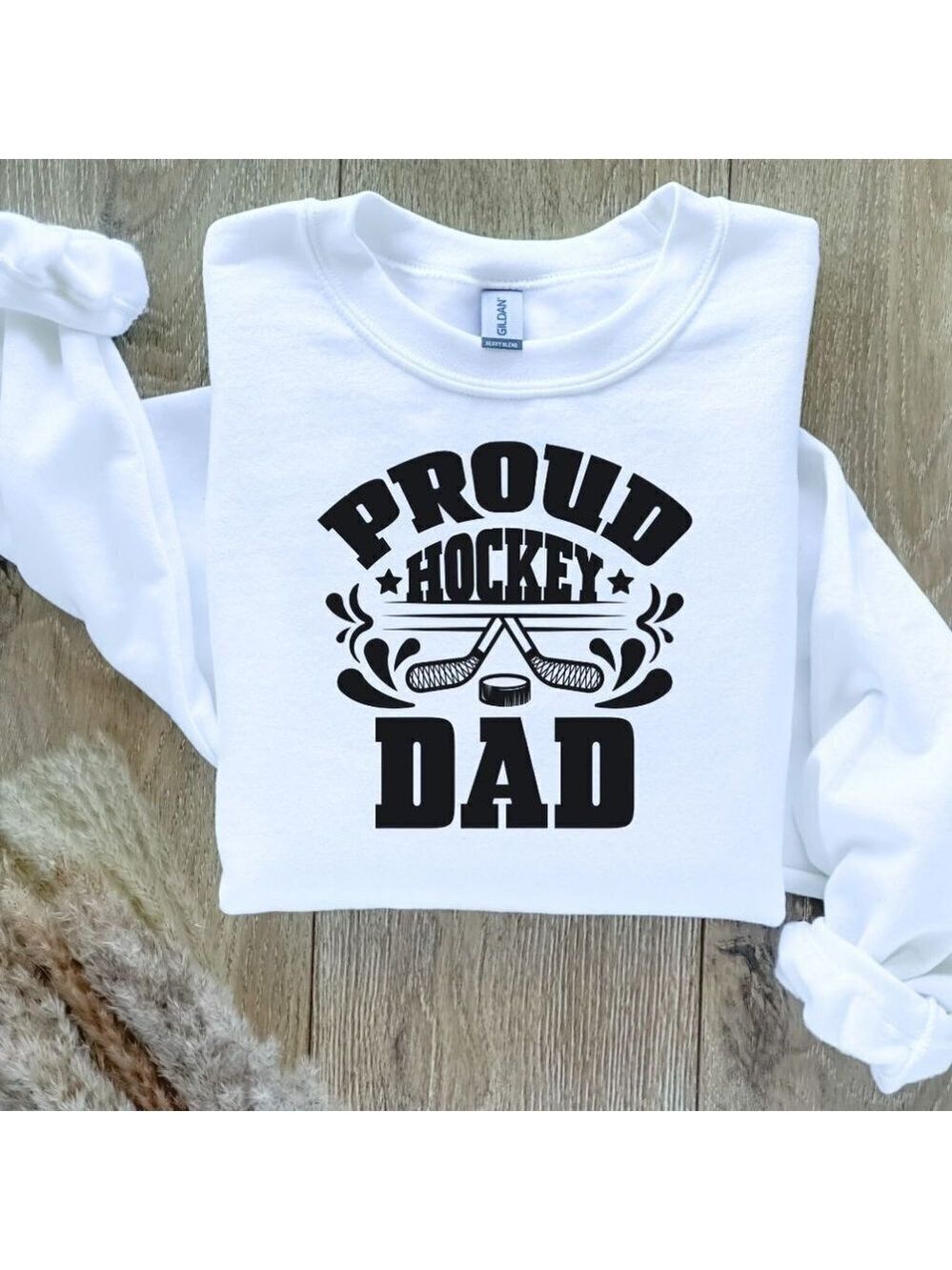 Proud Hockey Dad Sweatshirt Sweater Hand Crafted